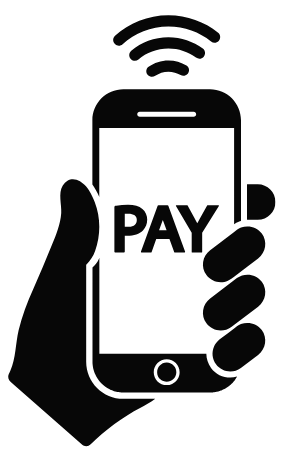 A smartphone displaying the text 'Pay'
